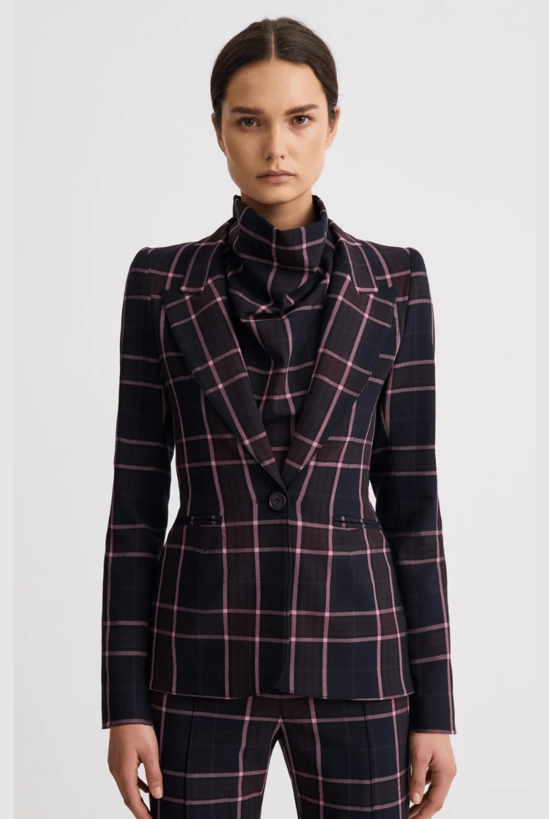 Blazer - Smythe - Hourglass Blazer in Fig Plaid - Archery Close