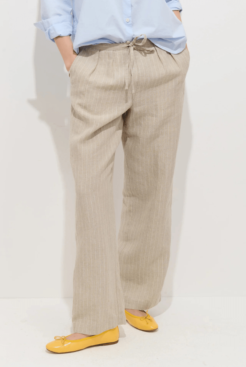 Pants - Alex Mill - Hudson Pinstripe Pant in Linen - Archery Close