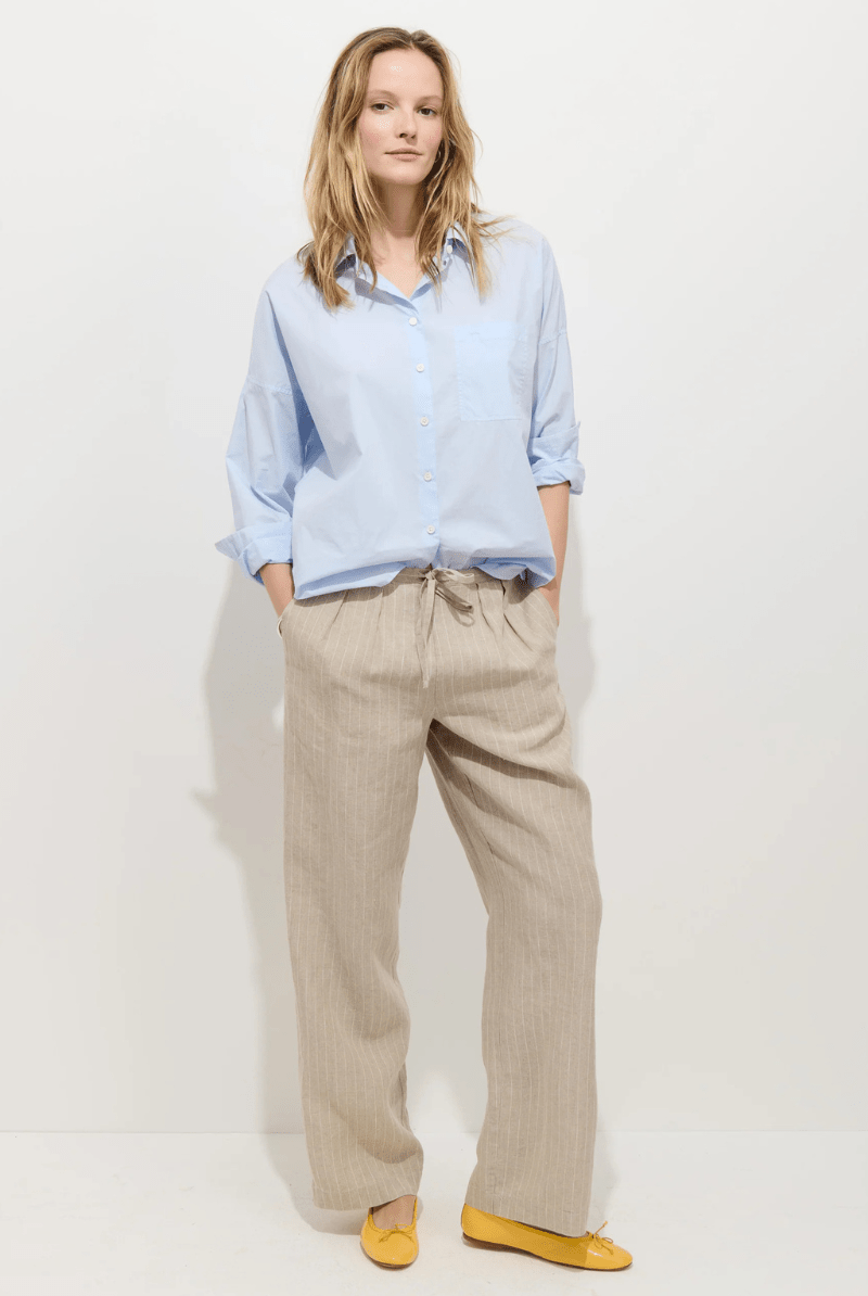 Pants - Alex Mill - Hudson Pinstripe Pant in Linen - Archery Close