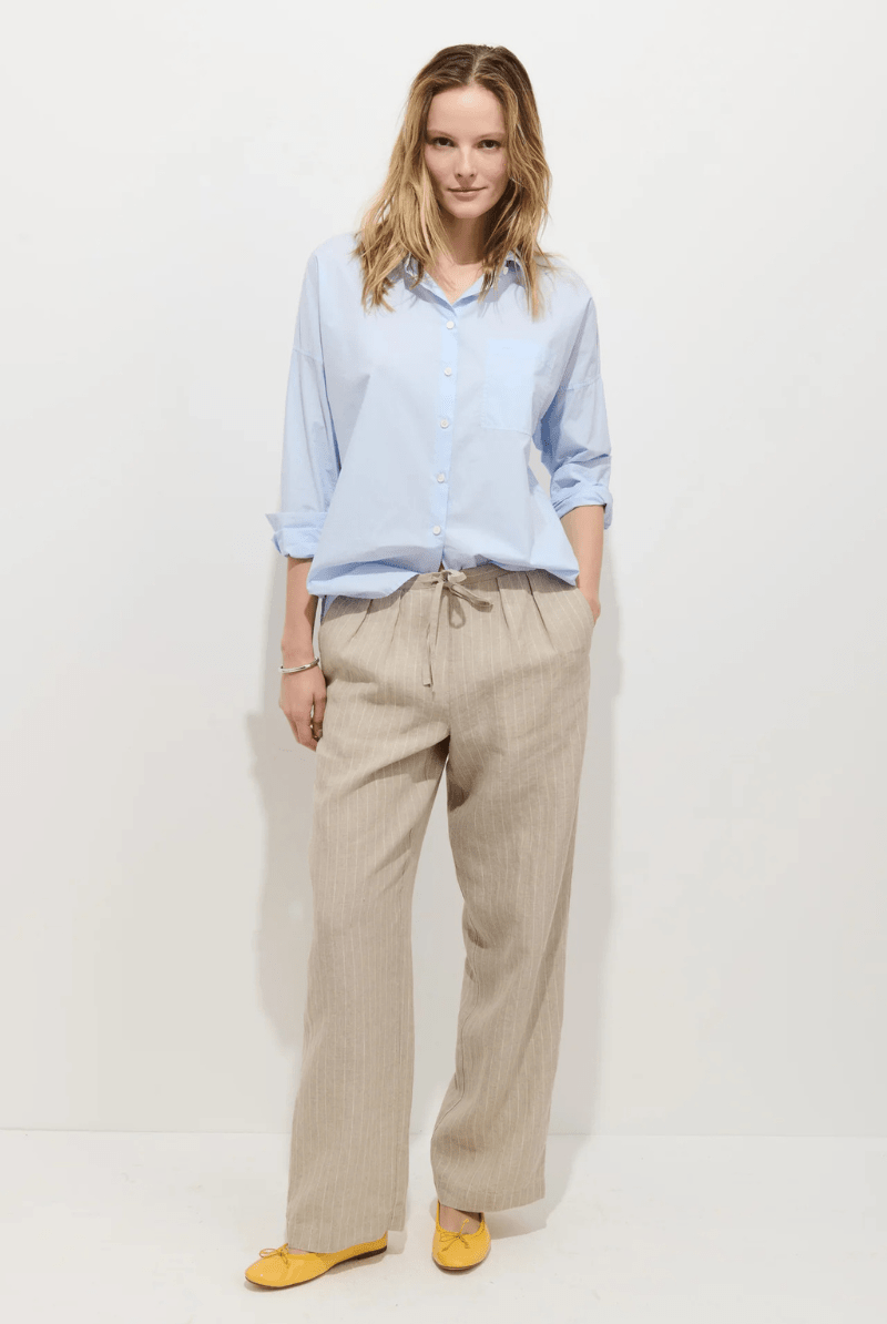 Pants - Alex Mill - Hudson Pinstripe Pant in Linen - Archery Close