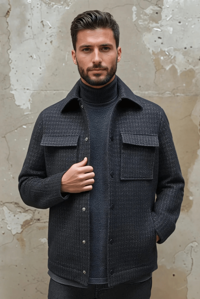 Outerwear - Stone Rose - Hunter Houndstooth Jacquard Jacket - Archery Close