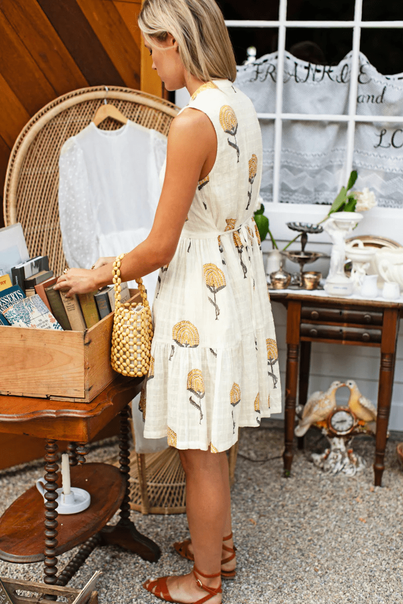 Dresses - Emerson Fry - Indi Tier Short Dress in Fan Flowers Marigold - Archery Close