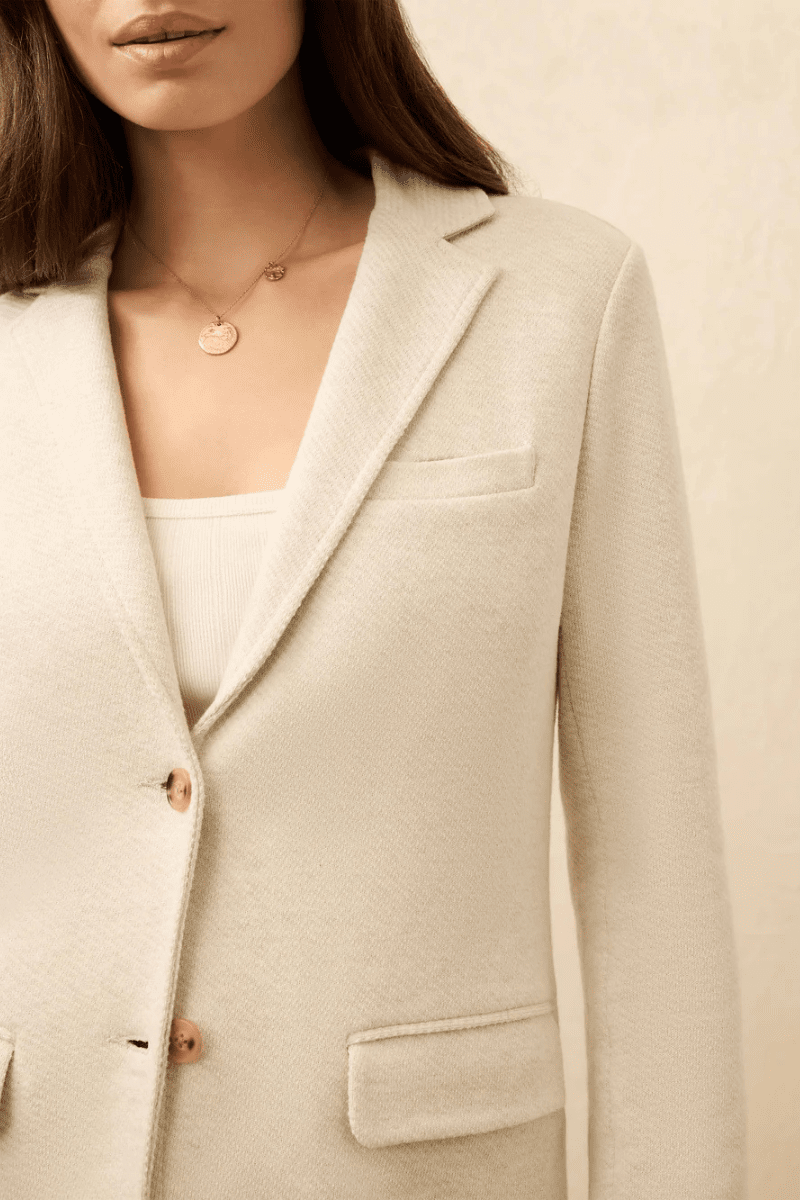 Blazer - Faherty Brand - Inlet Knit Blazer in Light Oatmeal Melange - Archery Close