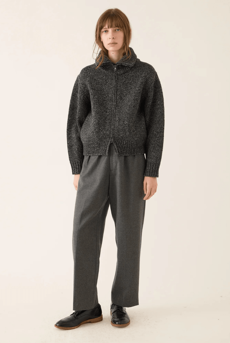 Sweater - DemyLee - Irene Confetti Wool Alpaca Zip Cardigan - Archery Close