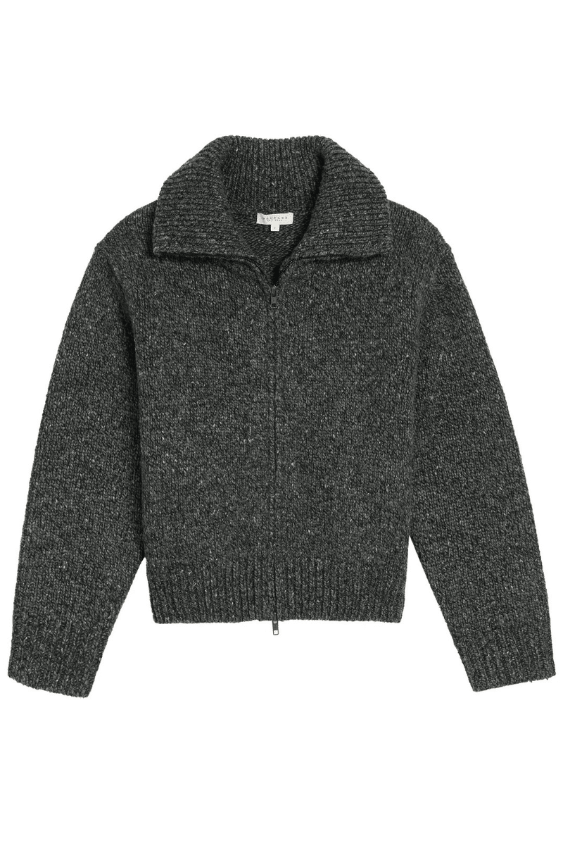 Sweater - DemyLee - Irene Confetti Wool Alpaca Zip Cardigan - Archery Close