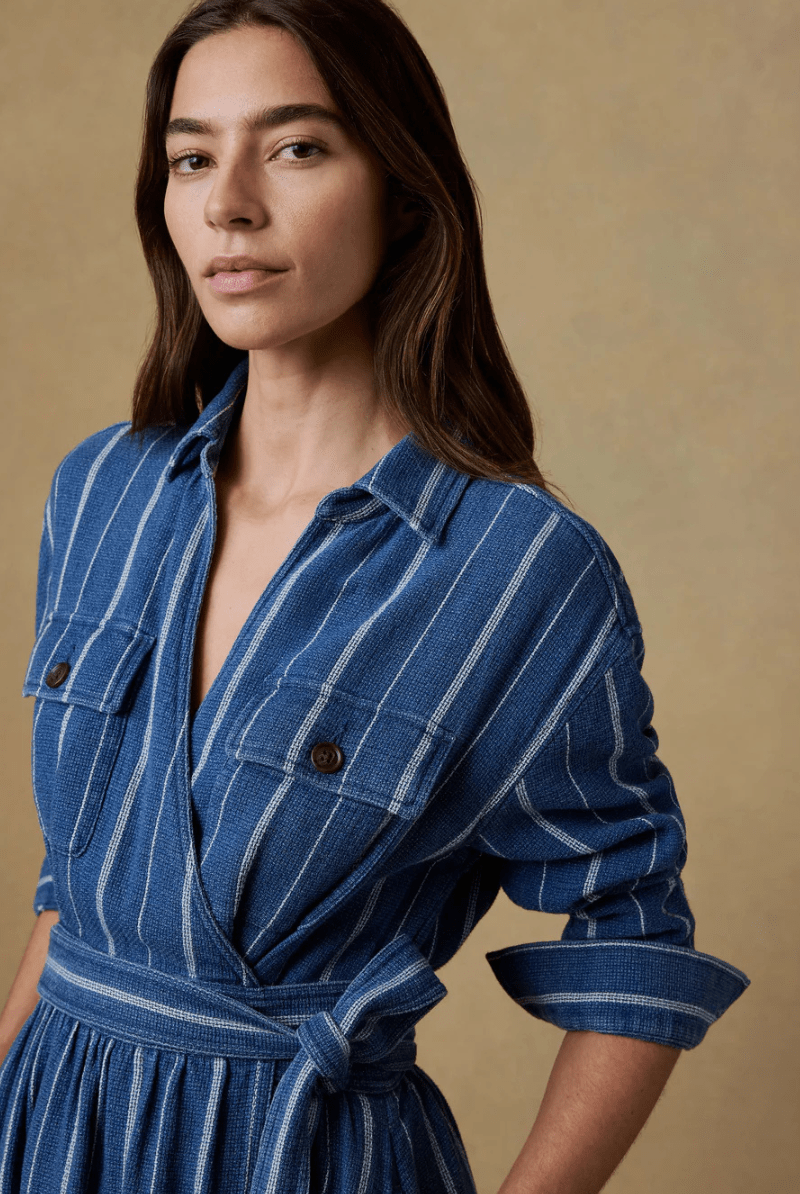 Dresses - Faherty Brand - Island Tide Julia Wrap Dress - Archery Close