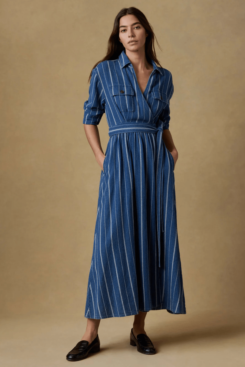 Dresses - Faherty Brand - Island Tide Julia Wrap Dress - Archery Close