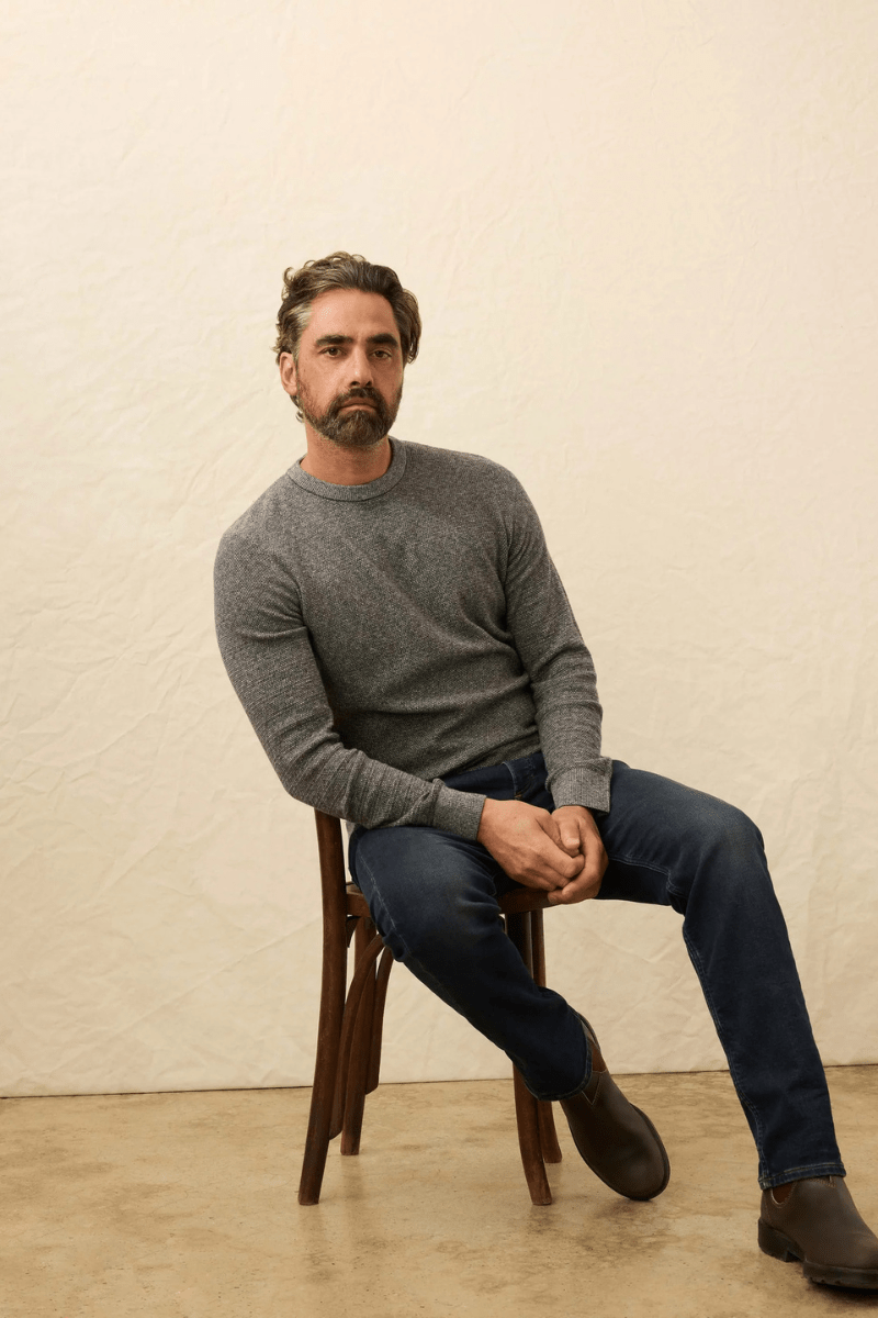 Sweater - Faherty Brand - Jackson Crew Sweater - Archery Close