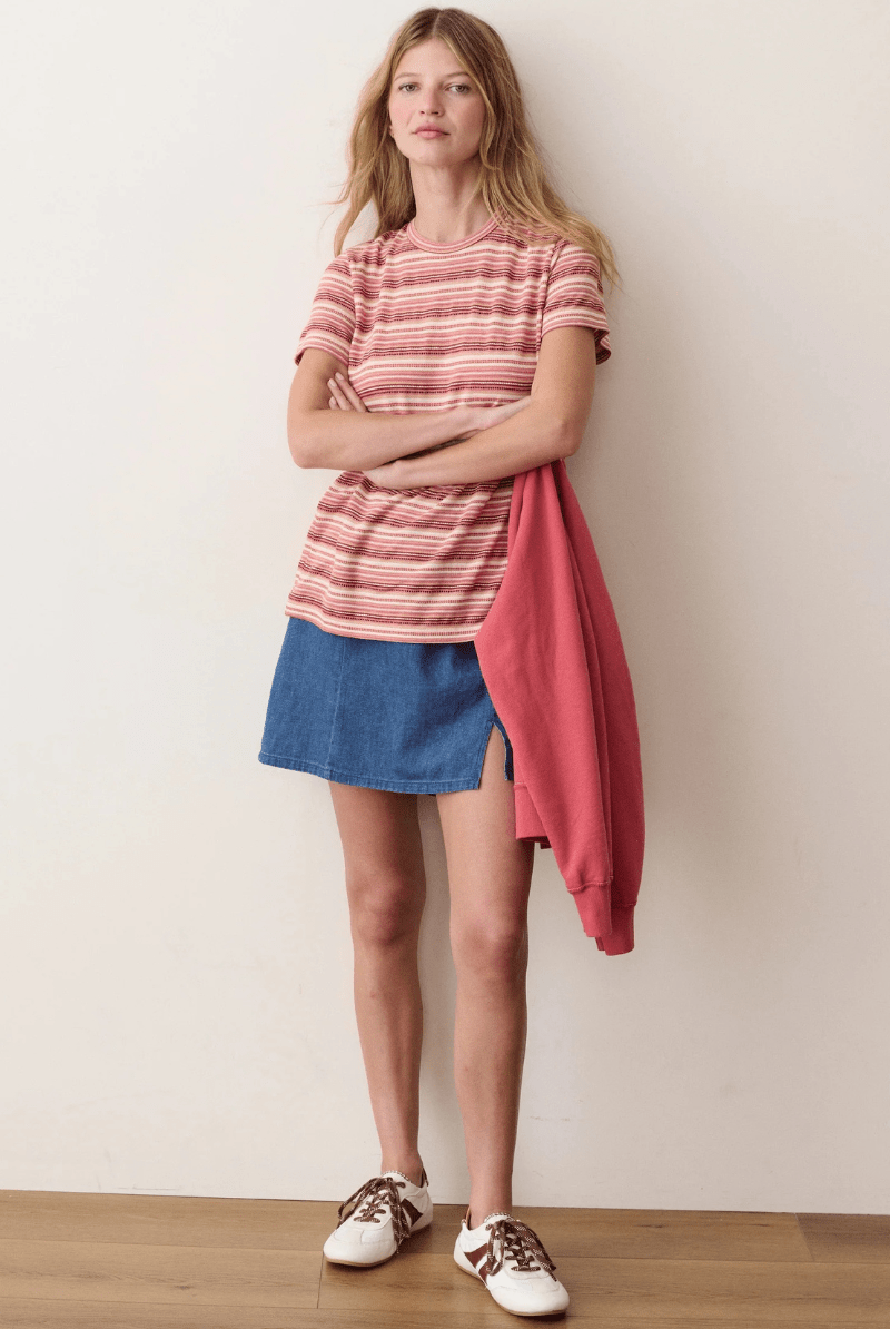 Shirts & Tops - Marine Layer - Jacquard Stripe Tee in Sunset Stripe - Archery Close