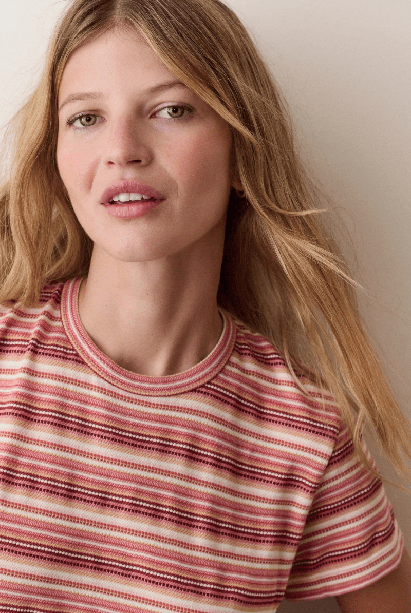 Shirts & Tops - Marine Layer - Jacquard Stripe Tee in Sunset Stripe - Archery Close