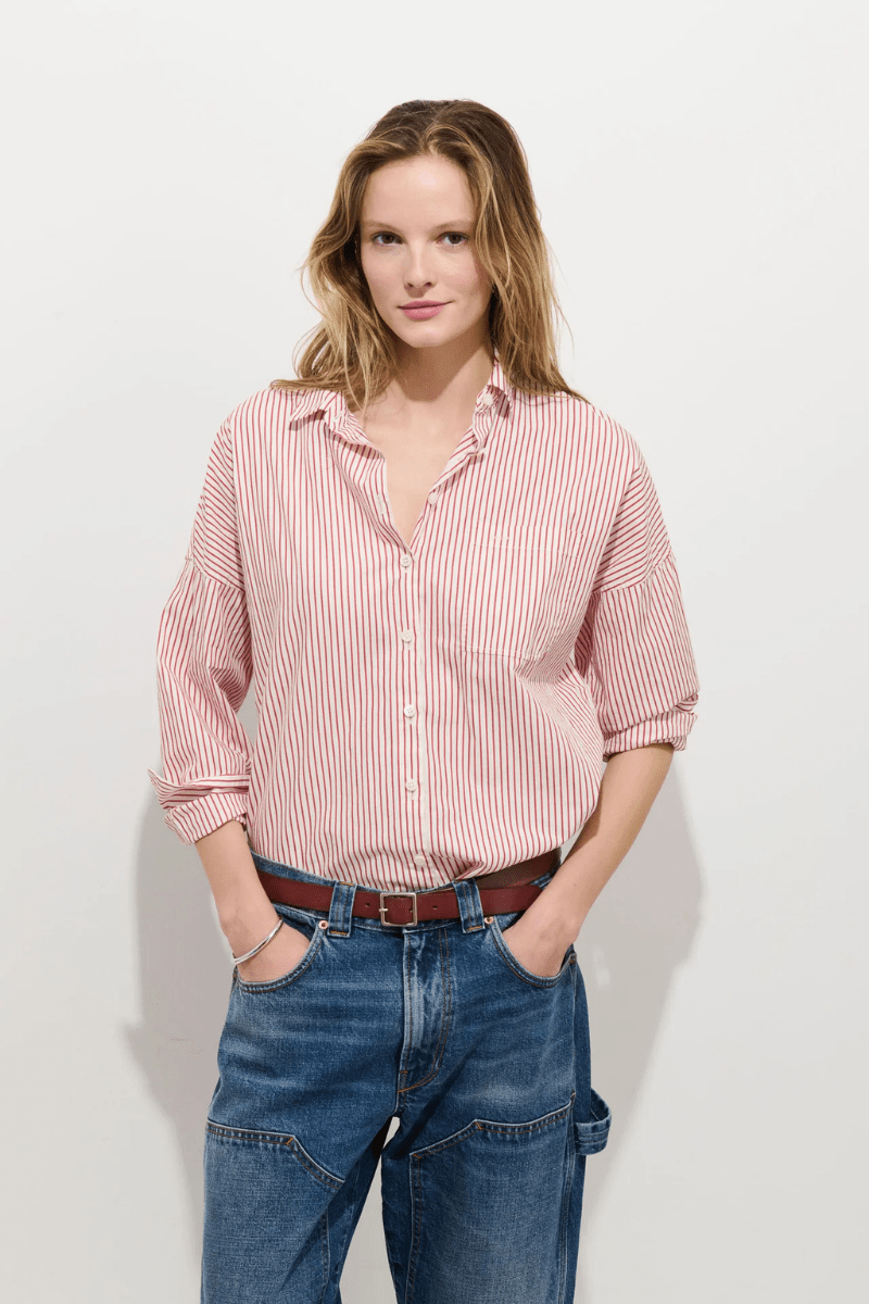 Shirts & Tops - Alex Mill - Jo Striped Shirt in White/Red Stripe - Archery Close