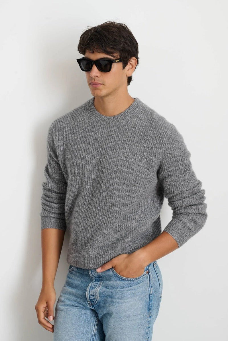 Alex Mill Jordan Sweater in Washed Cashmere - Marled Heather Grey