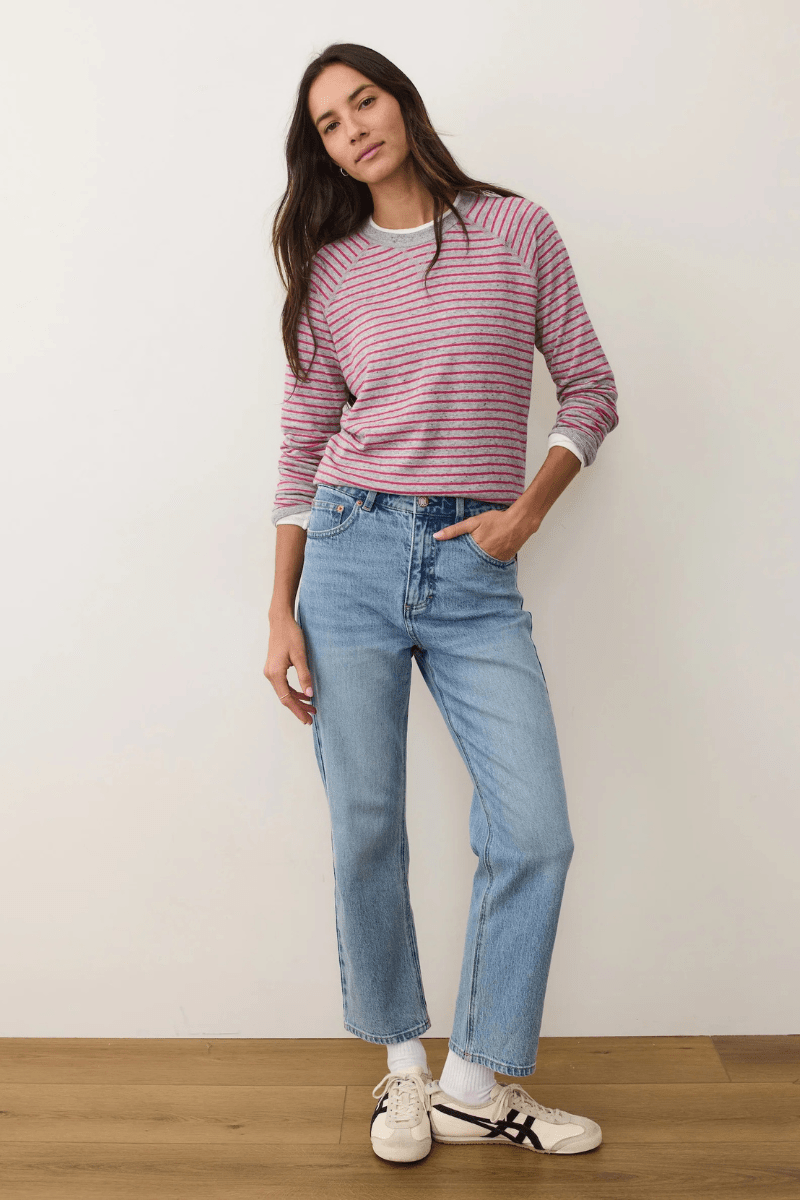 Shirts & Tops - Marine Layer - Juno Reversible Raglan in Heather Grey/Pink - Archery Close