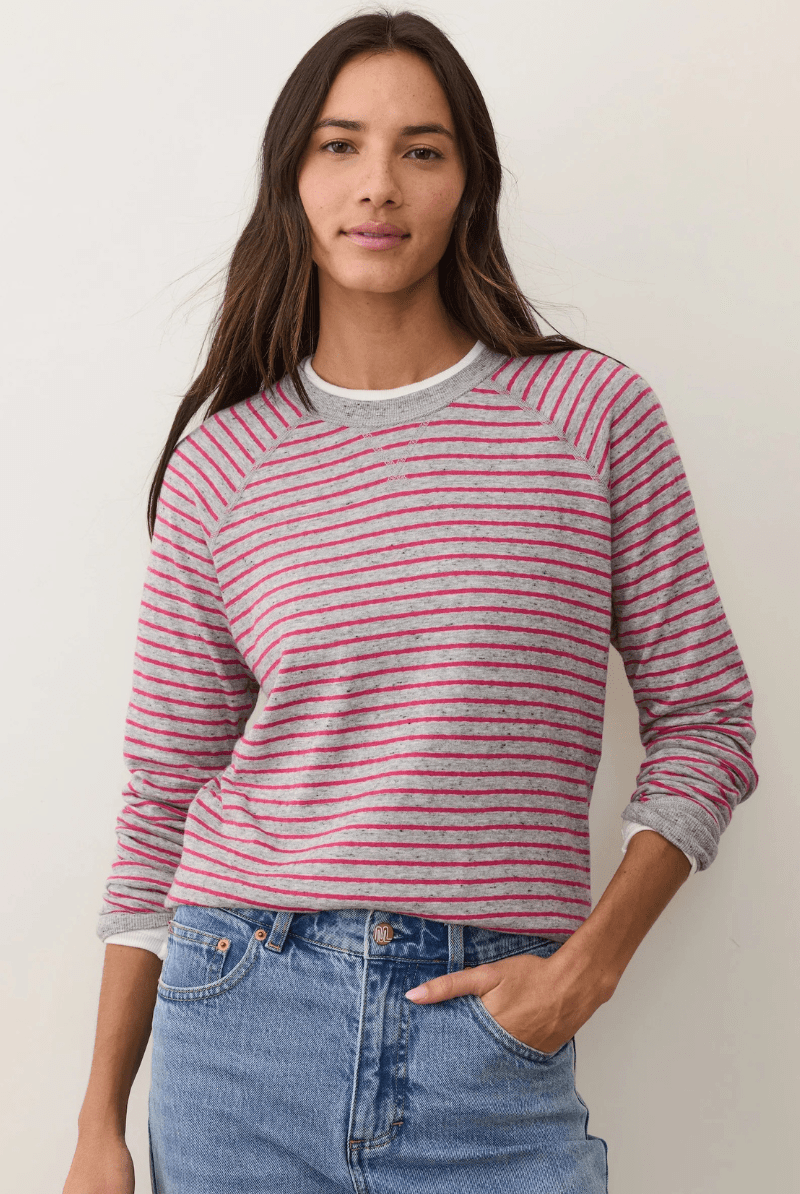 Shirts & Tops - Marine Layer - Juno Reversible Raglan in Heather Grey/Pink - Archery Close