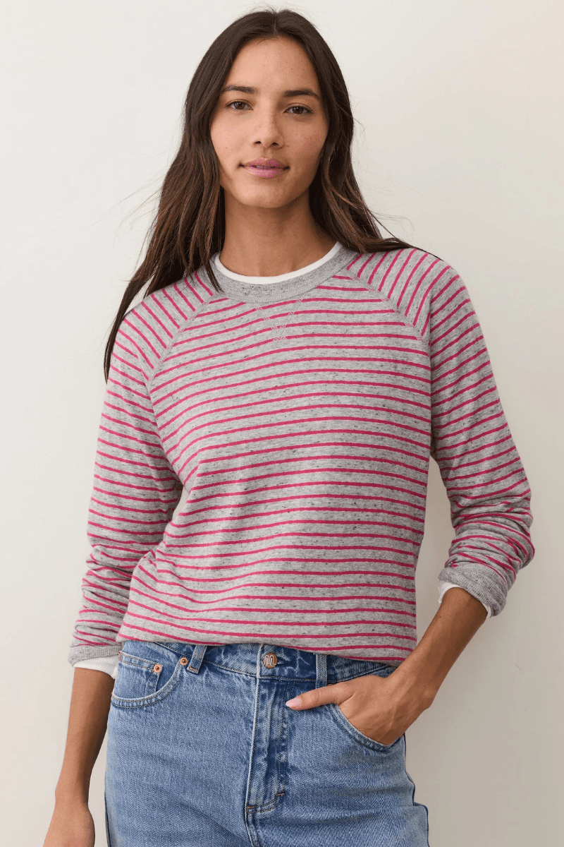 Shirts & Tops - Marine Layer - Juno Reversible Raglan in Heather Grey/Pink - Archery Close