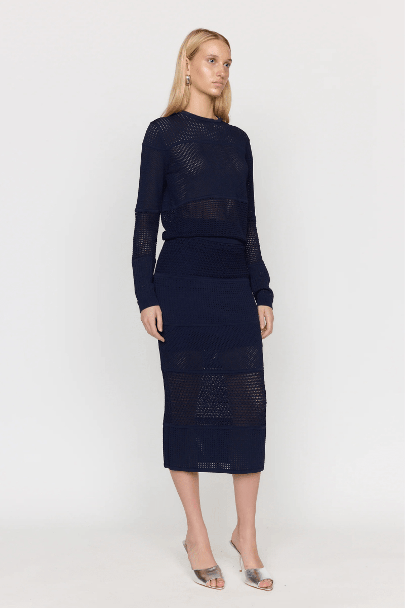 Skirts - Christy Lynn - Juno Skirt in Navy - Archery Close