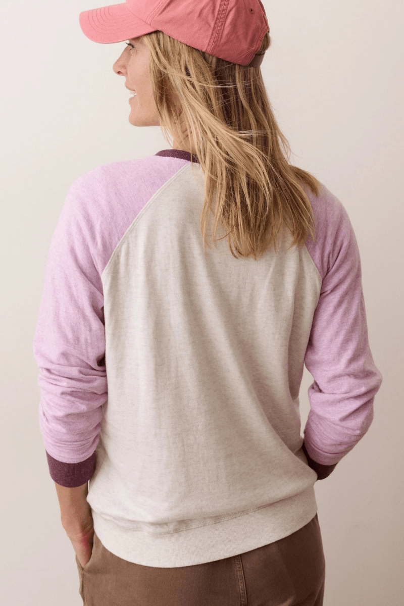 Shirts & Tops - Marine Layer - Juno Varsity Raglan in Sand & Lilac - Archery Close