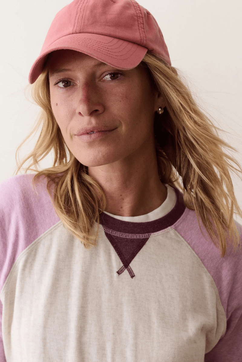 Shirts & Tops - Marine Layer - Juno Varsity Raglan in Sand & Lilac - Archery Close