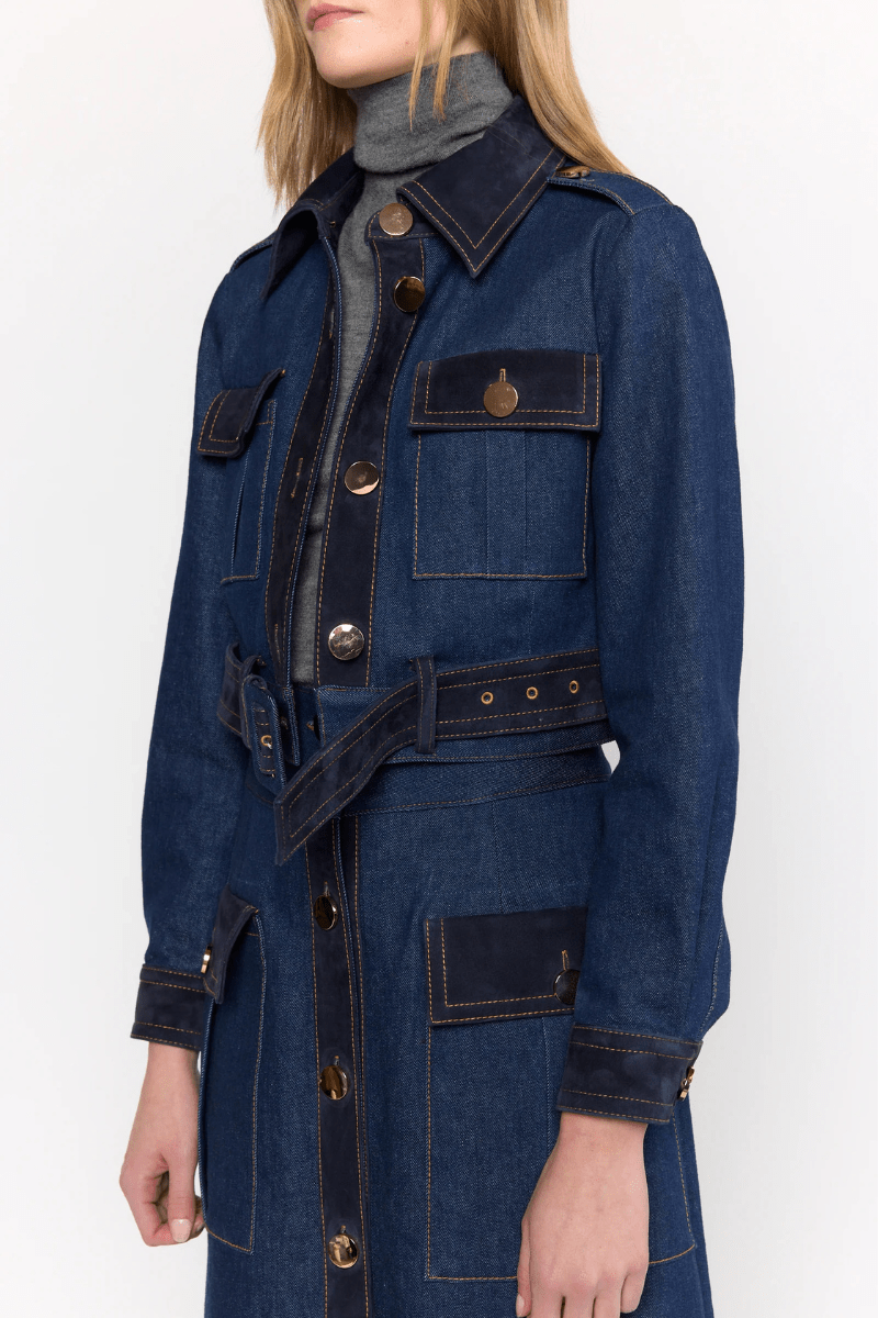 Outerwear - Christy Lynn - Kalita Jacket in Dark Indigo - Archery Close