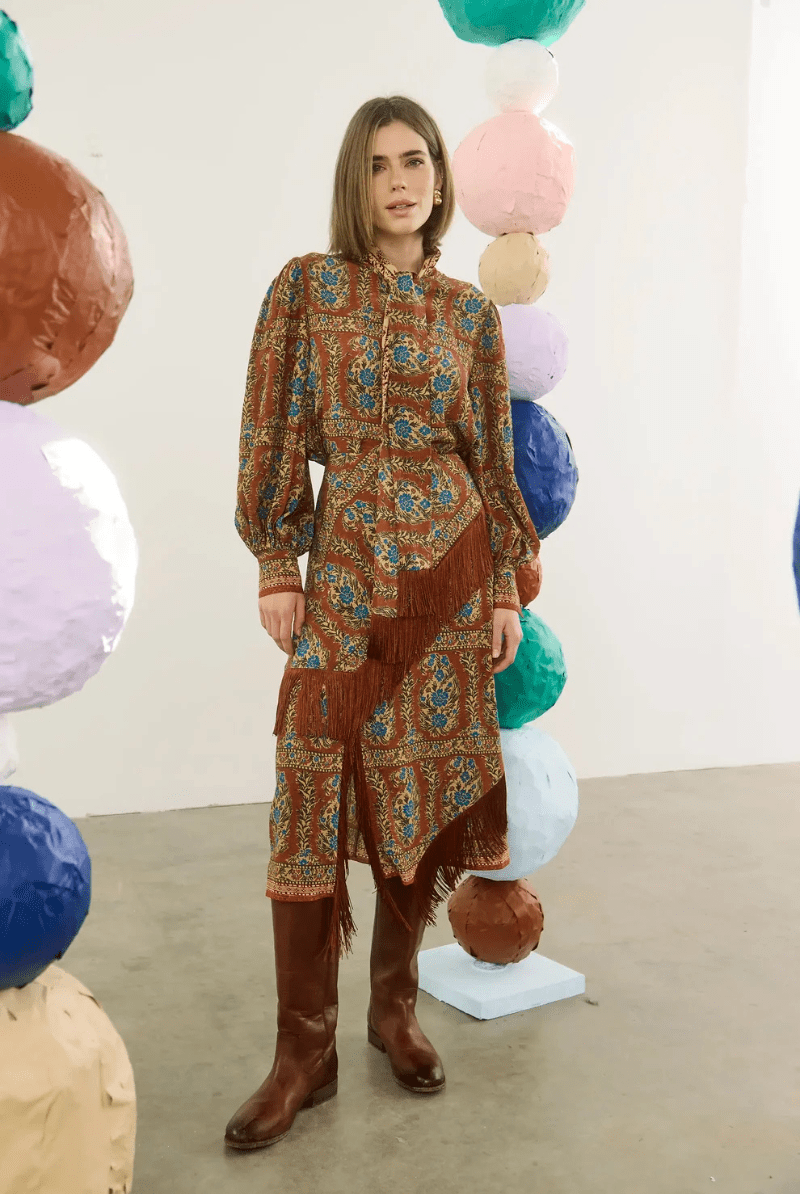 Shirts & Tops - Hunter Bell - Karis Blouse in Amber Glen Brown - Archery Close