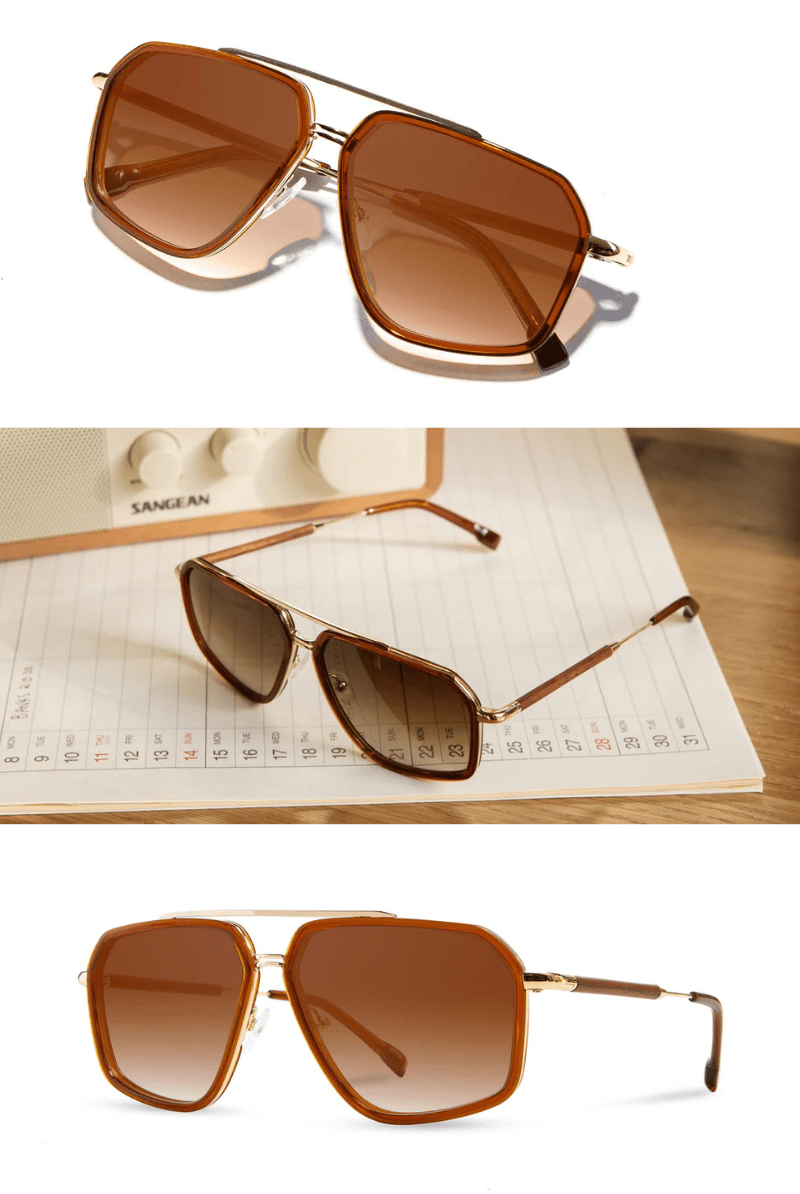 Sunglasses - Shwood Eyewear - Keizer Sunglasses in Rust & Gold/Mahogany - Archery Close
