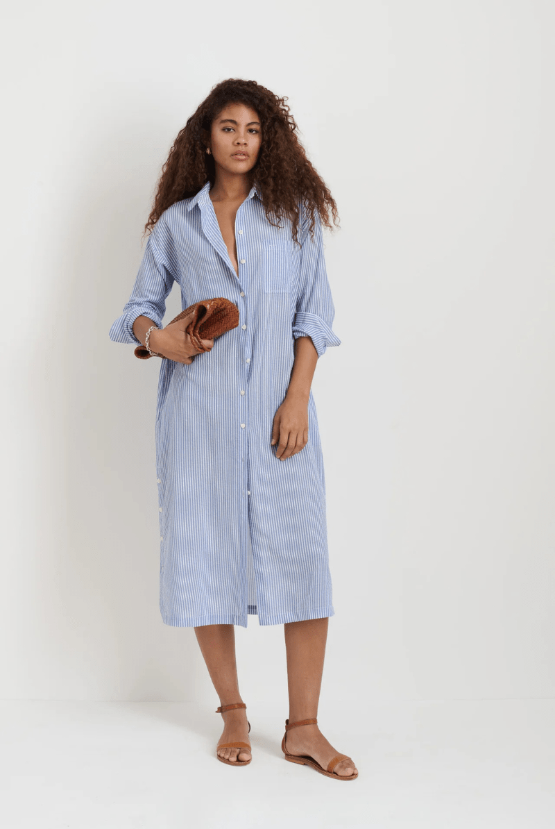 Dresses - Alex Mill - Kerry Shirtdress in Seersucker - Archery Close