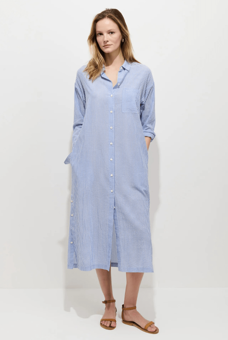 Dresses - Alex Mill - Kerry Shirtdress in Seersucker - Archery Close