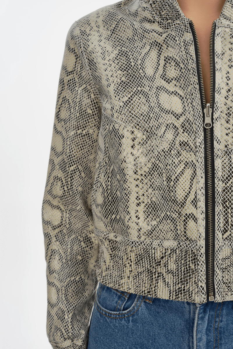 Outerwear - Lamarque - Kordella Reversible Leather in Charcoal/Snake - Archery Close