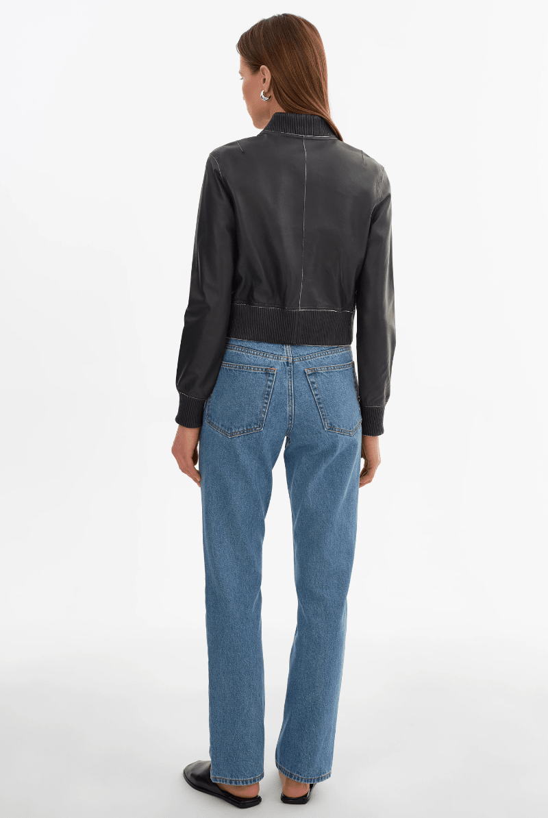 Outerwear - Lamarque - Kordella Reversible Leather in Charcoal/Snake - Archery Close