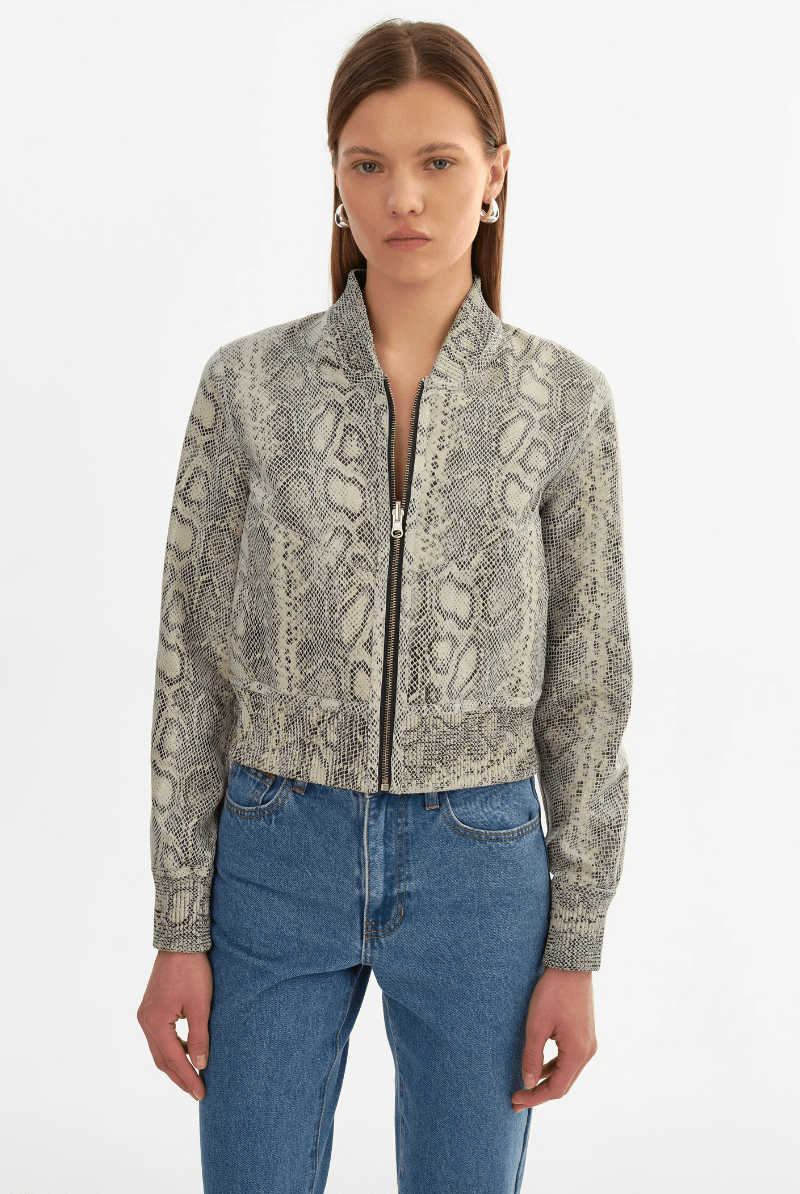 Outerwear - Lamarque - Kordella Reversible Leather in Charcoal/Snake - Archery Close