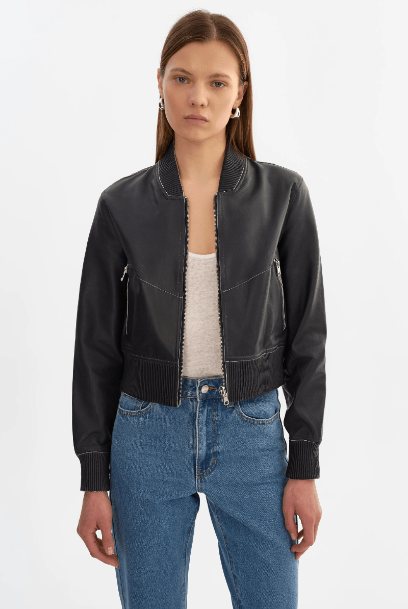 Outerwear - Lamarque - Kordella Reversible Leather in Charcoal/Snake - Archery Close