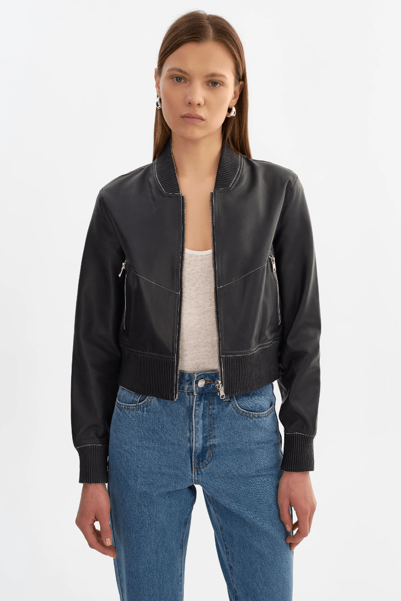 Outerwear - Lamarque - Kordella Reversible Leather in Charcoal/Snake - Archery Close