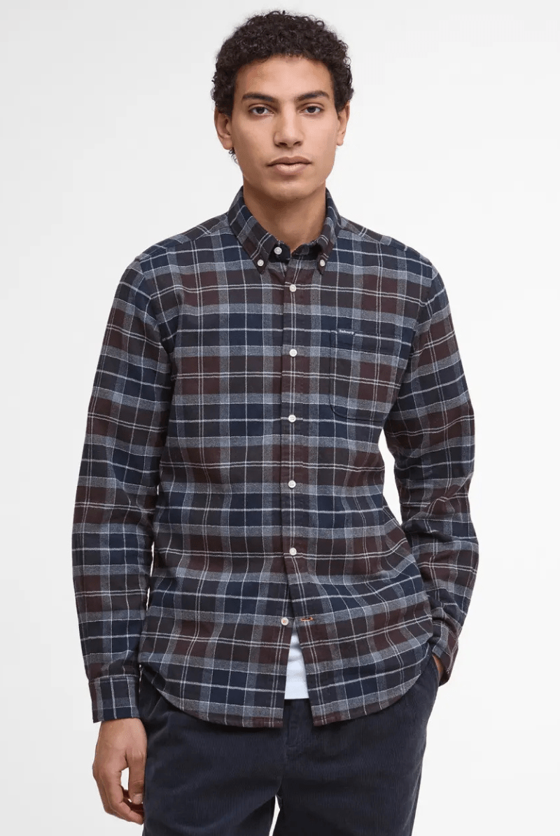 Shirts & Tops - Barbour - Kyeloch Tailored Long - Sleeved Shirt - Archery Close