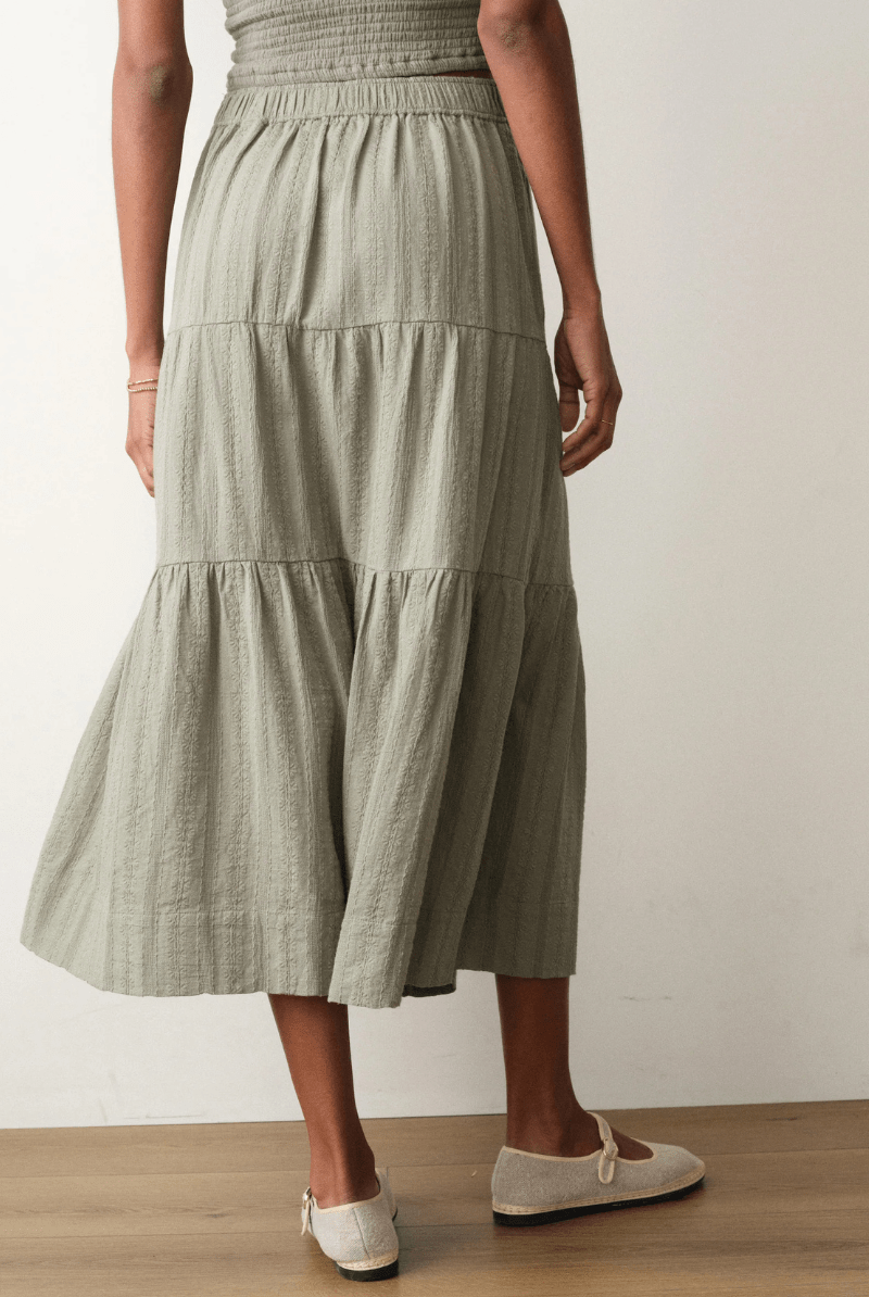 Skirts - Marine Layer - Lana Button - Through Skirt in Sage - Archery Close