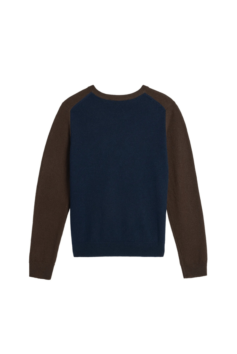 Sweater - DemyLee - Laney Cashmere Sweater in Espresso/Navy - Archery Close