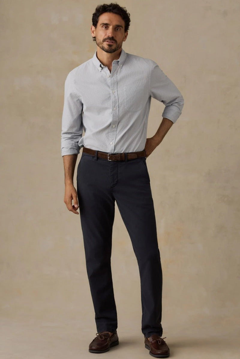 Faherty Brand Laundered Oxford Shirt - Classic Blue Stripe