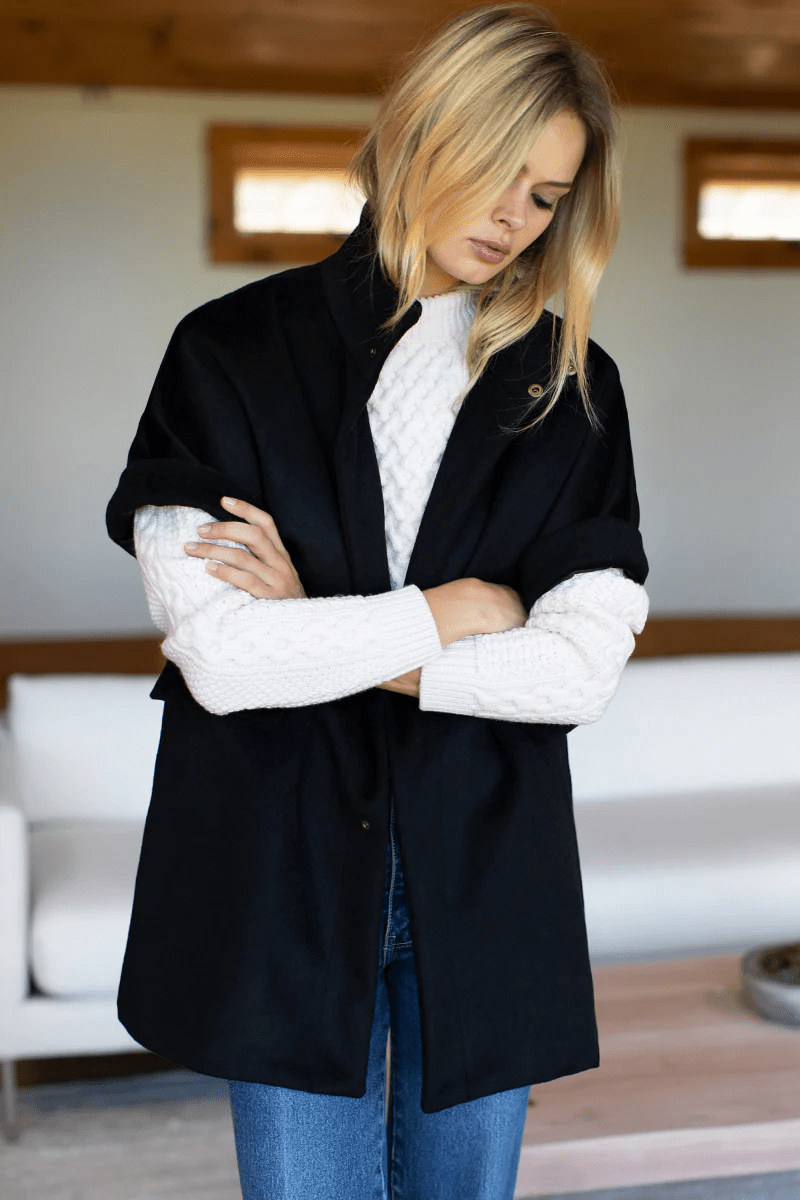 Outerwear - Emerson Fry - Layering Jacket in Black Wool Cashmere - Archery Close
