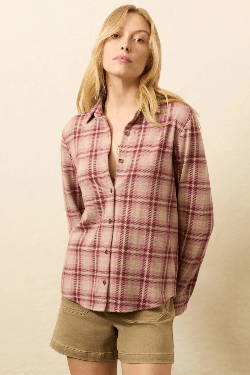 Shirts & Tops - Faherty Brand - Legend Sweater Classic Shirt in Berry Coast Plaid - Archery Close