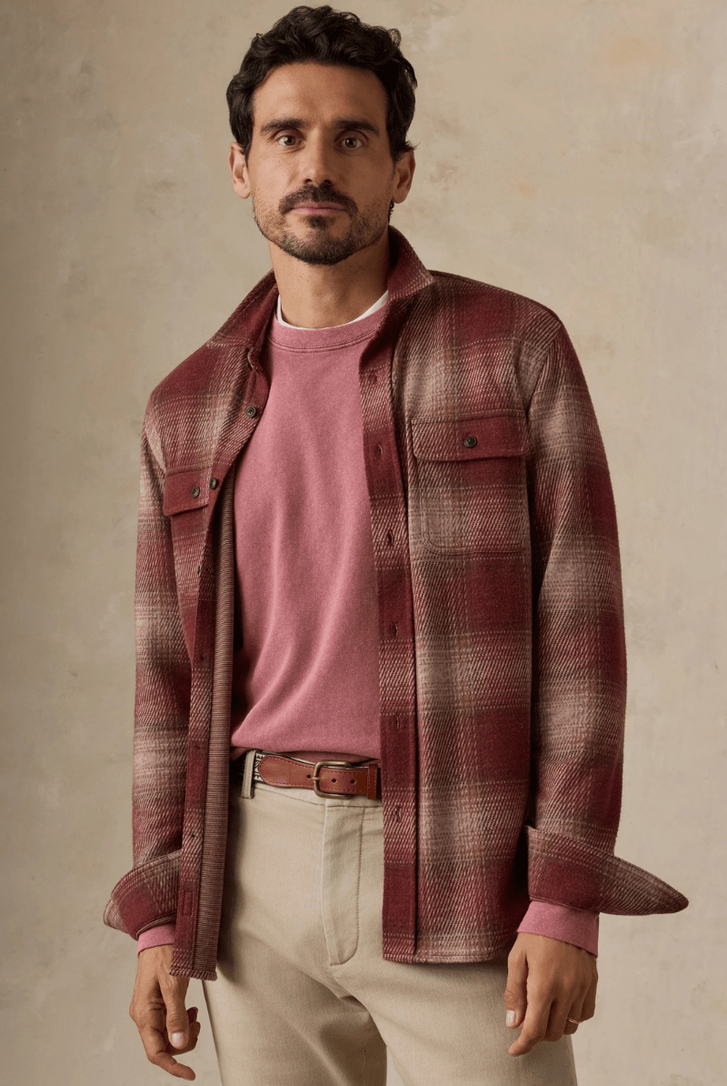 Shirts & Tops - Faherty Brand - Legend Sweater Shirt in Cedar Ombre Plaid - Archery Close