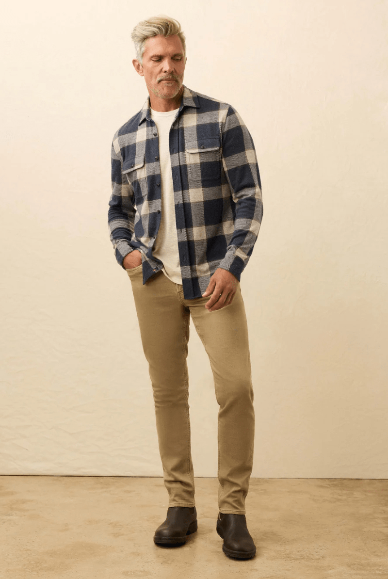 Shirts & Tops - Faherty Brand - Legend Sweater Shirt in Navy Cloud Plain - Archery Close