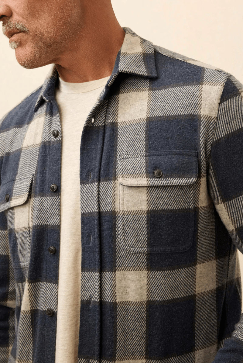 Shirts & Tops - Faherty Brand - Legend Sweater Shirt in Navy Cloud Plain - Archery Close