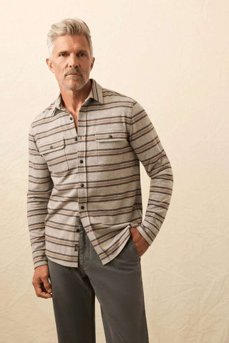 Shirts & Tops - Faherty Brand - Legend Sweater Shirt in Rock Coast Stripe - Archery Close