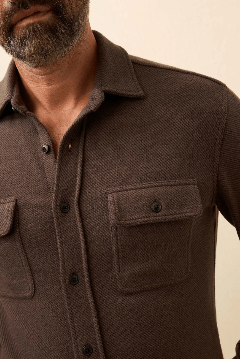 Shirts & Tops - Faherty Brand - Legend Sweater Shirt in Valley Brown Twill - Archery Close