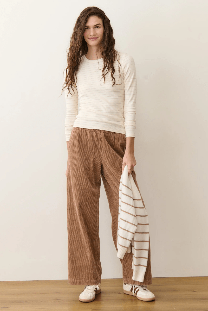 Shirts & Tops - Marine Layer - Lexi Rib Sun - In Longsleeve Crew ini Tee Ivory/Rose Gold - Archery Close