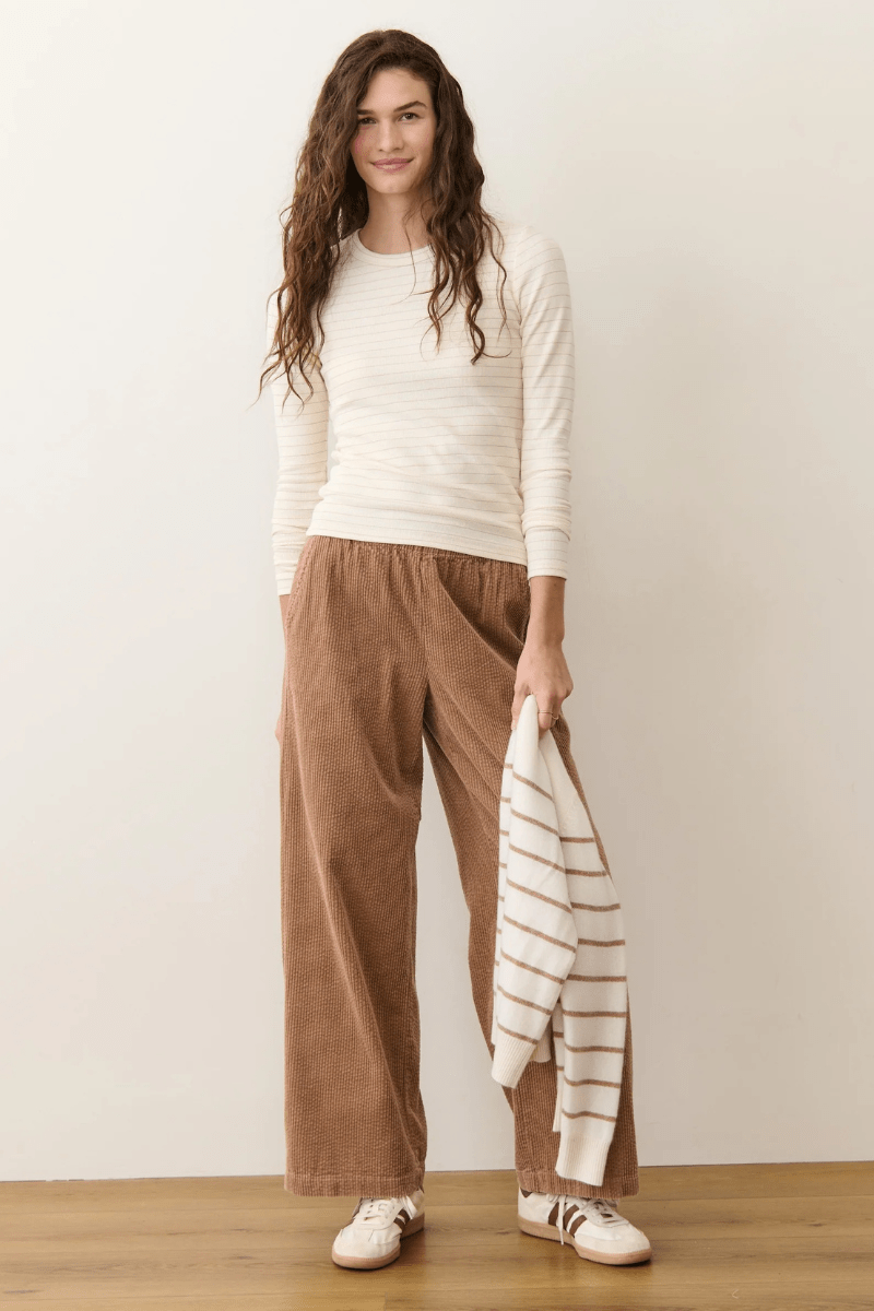 Shirts & Tops - Marine Layer - Lexi Rib Sun - In Longsleeve Crew ini Tee Ivory/Rose Gold - Archery Close