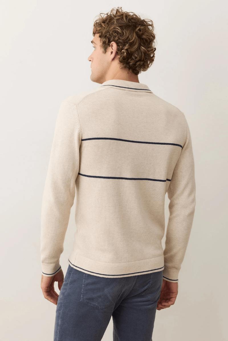 Sweater - Marine Layer - Liam Long Sleeve Sweater Polo - Archery Close
