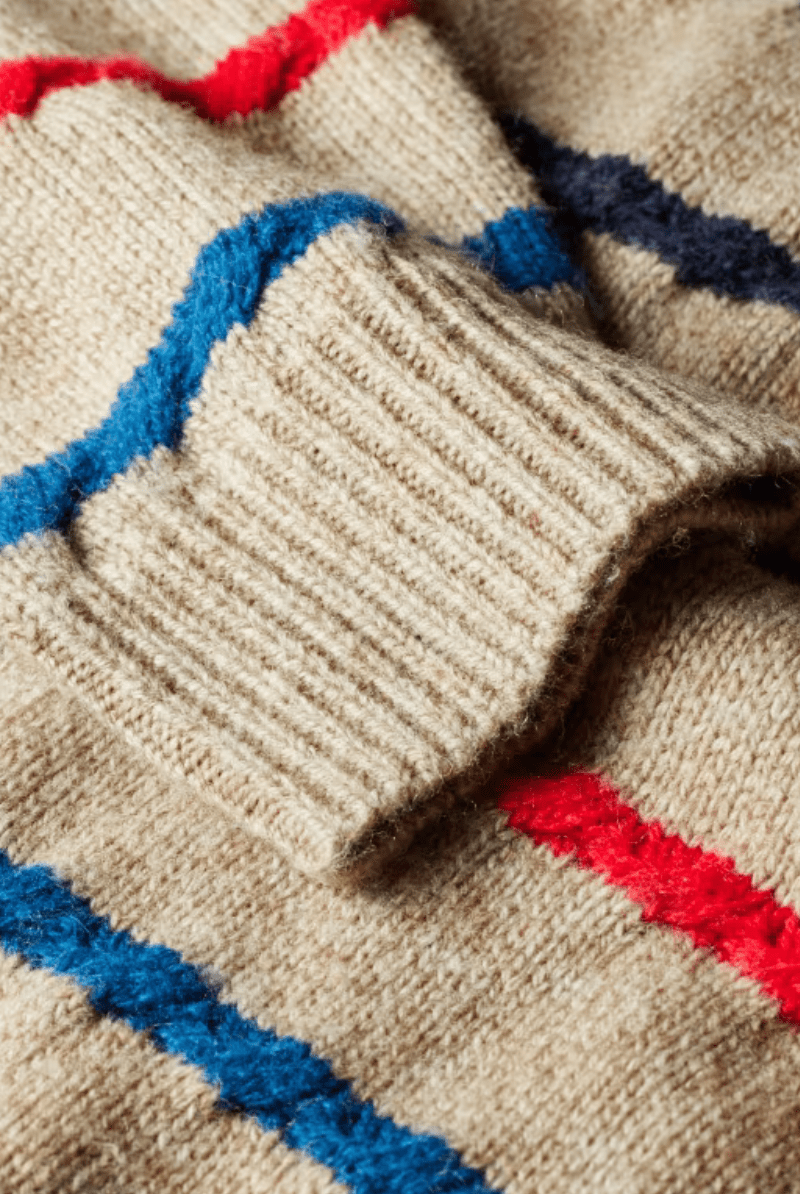 Sweater - Paul Smith - Light Tan Striped Knitted Polo Shirt - Archery Close