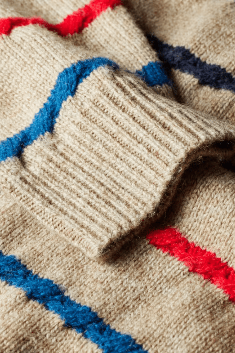 Sweater - Paul Smith - Light Tan Striped Knitted Polo Shirt - Archery Close