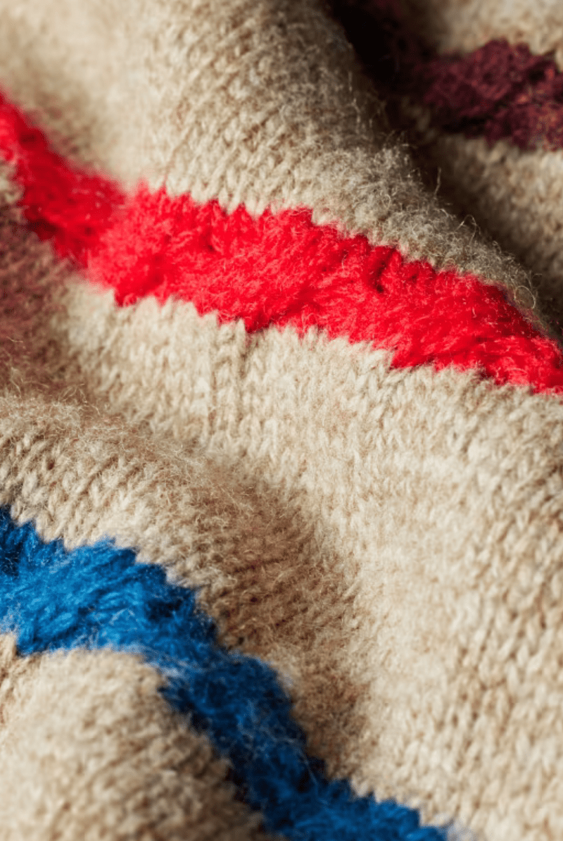 Sweater - Paul Smith - Light Tan Striped Knitted Polo Shirt - Archery Close