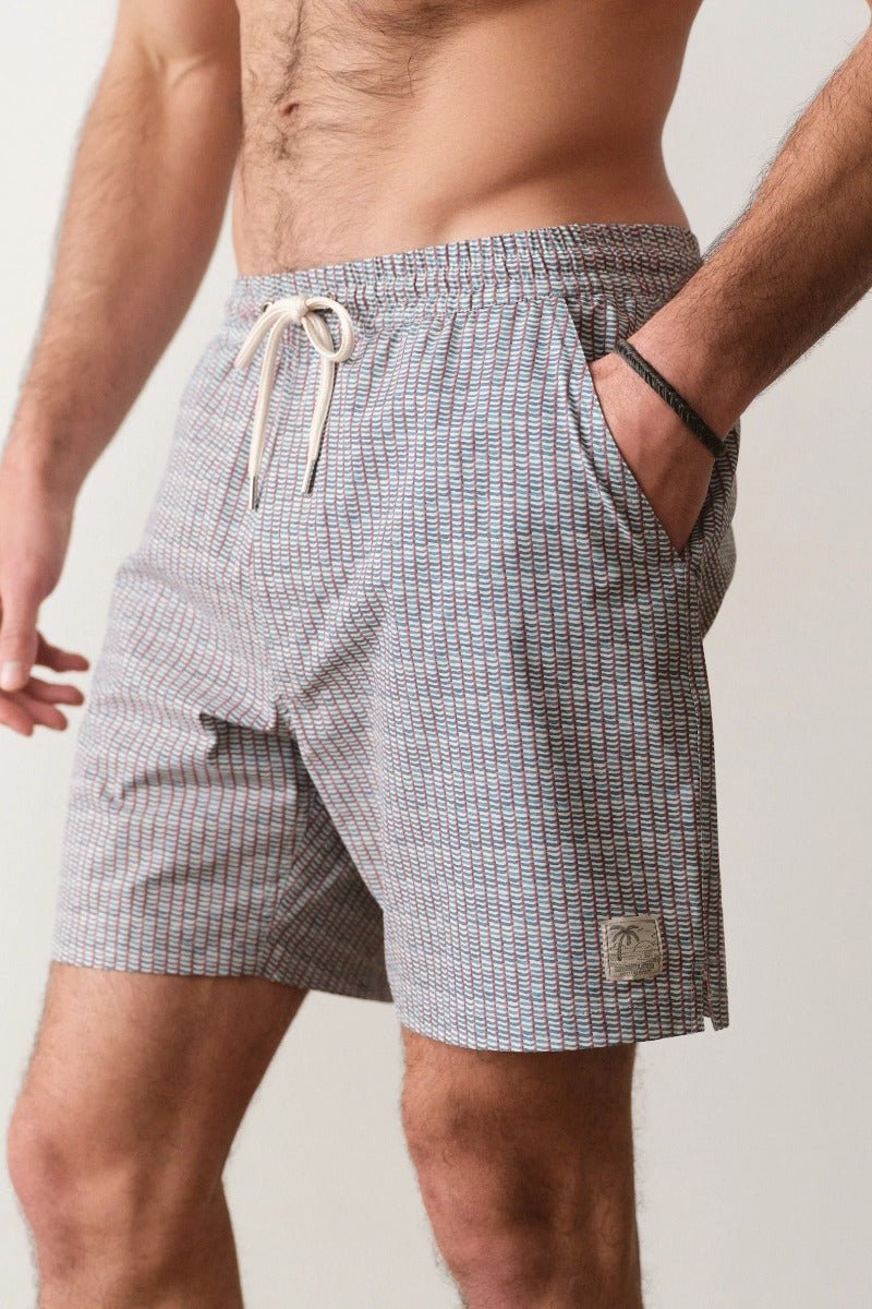 Marine Layer Lined Sport & Swim Short 6" - Green Matchstick Print